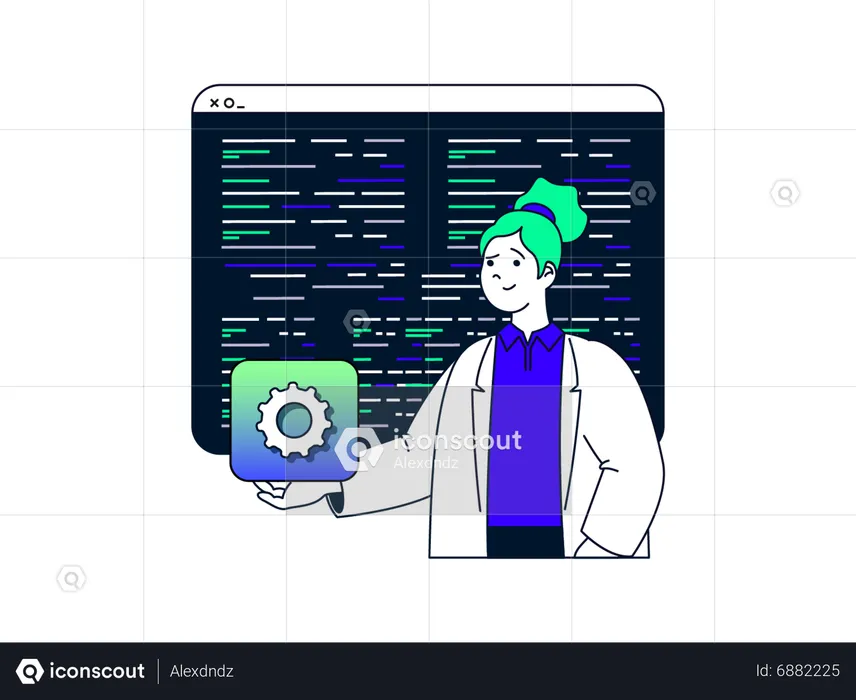 Female engineer developing website  Illustration