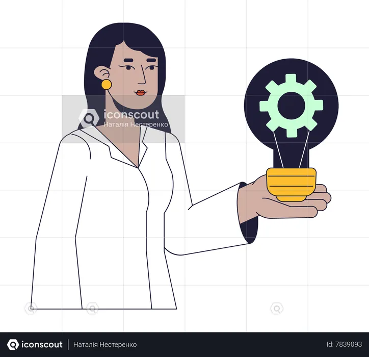 Female engineer getting mechanic idea  Illustration