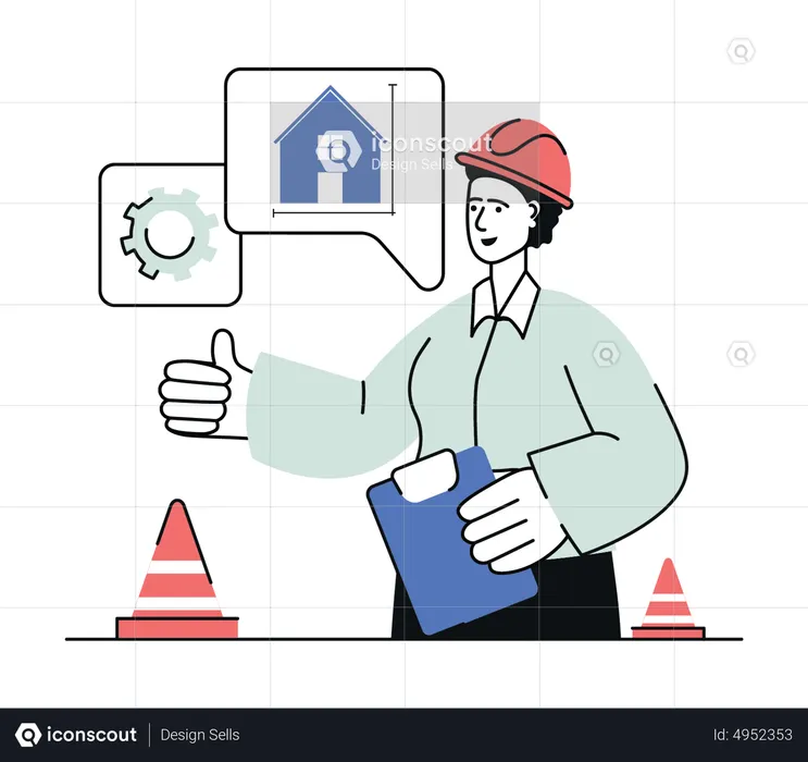 Female engineer showing thumbs up  Illustration