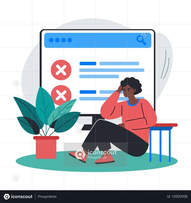 Female Facing Website Error  Illustration