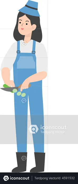 Female farmer chopping vegetables  Illustration