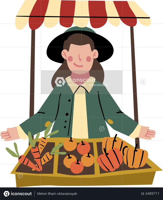 Female farmer with fruits  Illustration