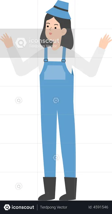 Female farmer with wide open arms  Illustration