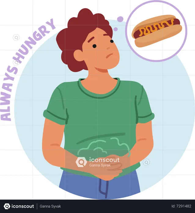 Female Feel Constant Hungry  Illustration