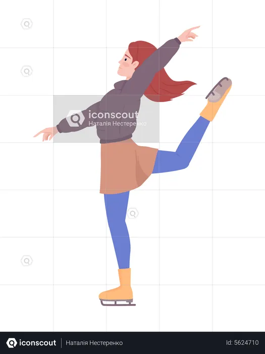 Female figure skater training for competition  Illustration