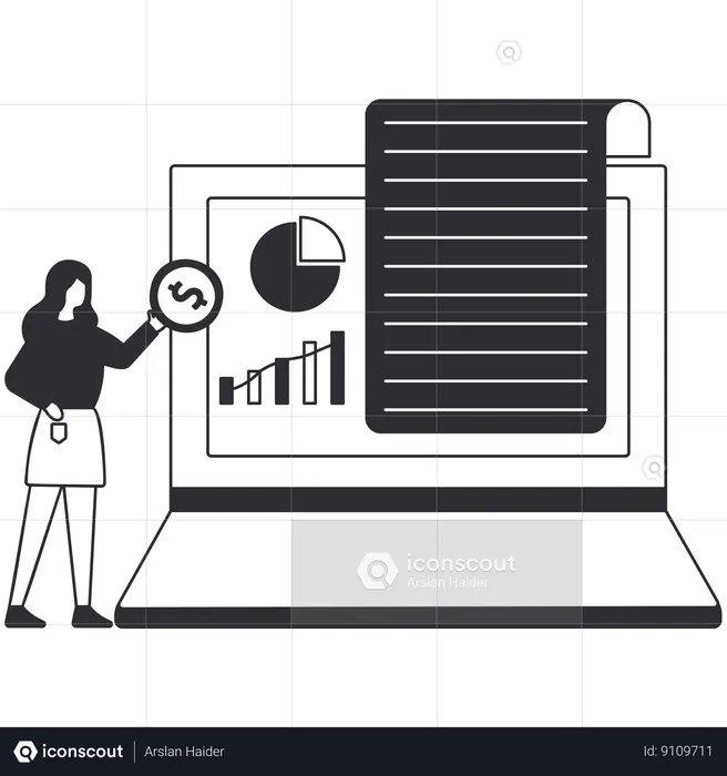 Female Financial Advisor showing financial report  Illustration