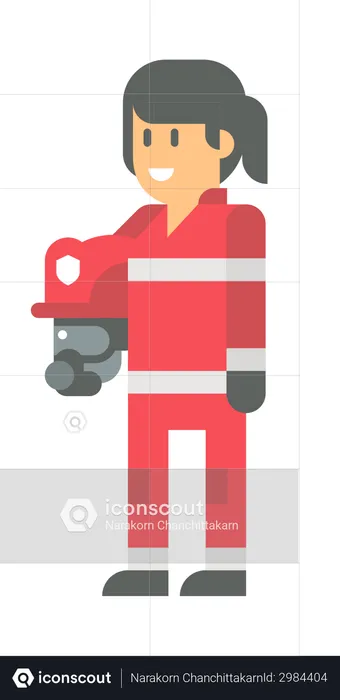 Female Firefighter  Illustration