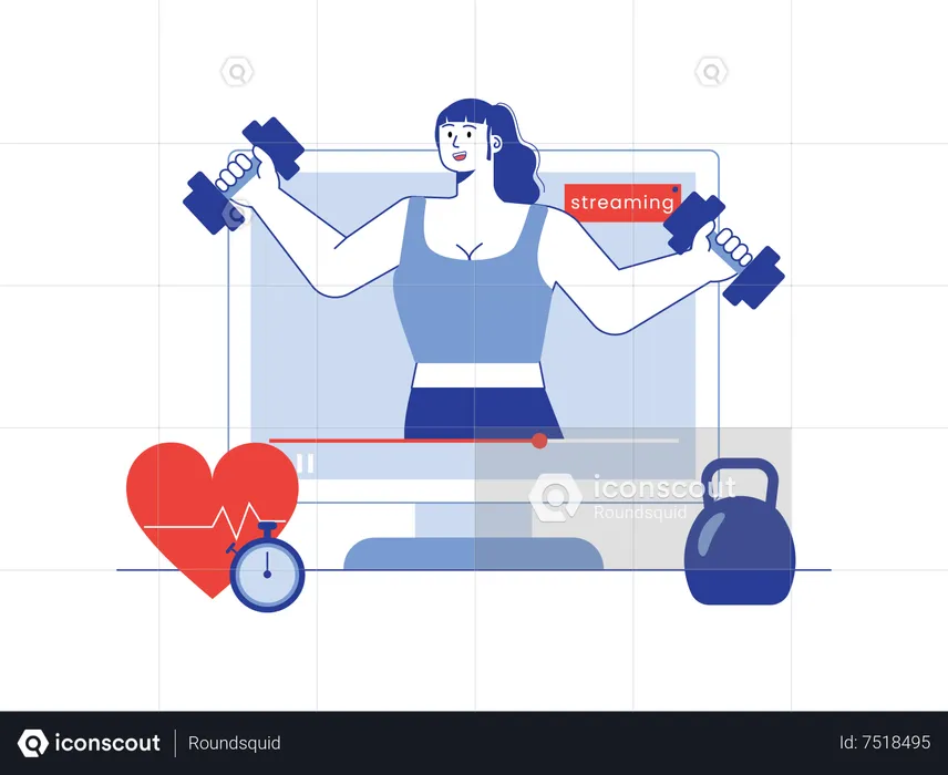 Female Fitness blogger doing exercise  Illustration