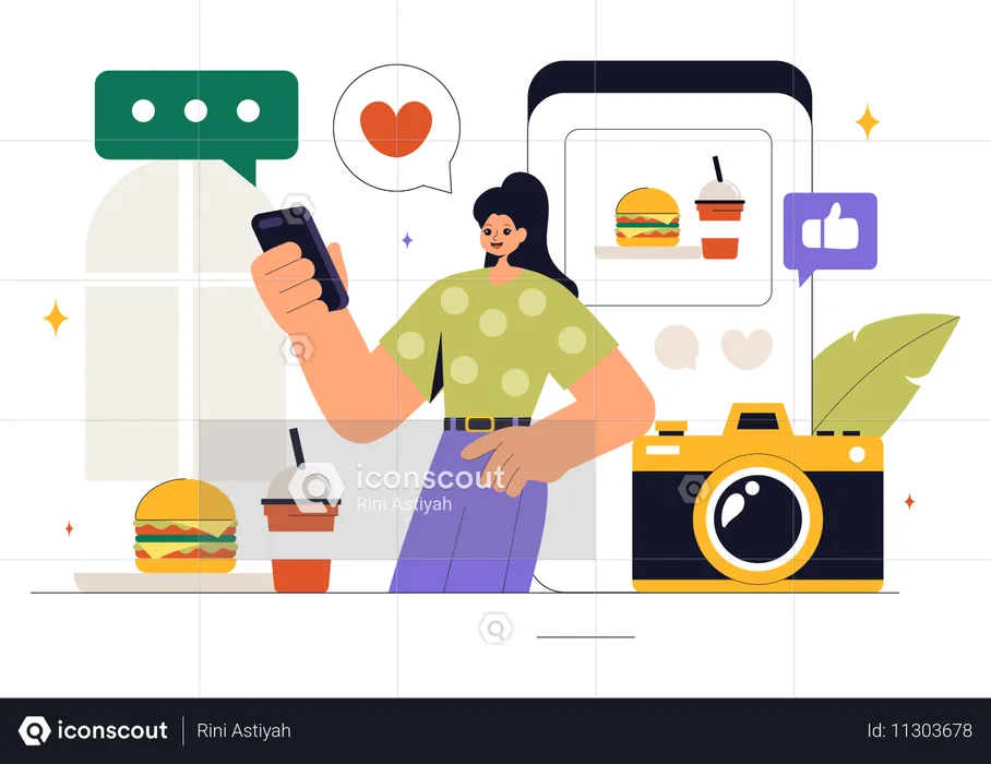 Female Food Blogger  Illustration