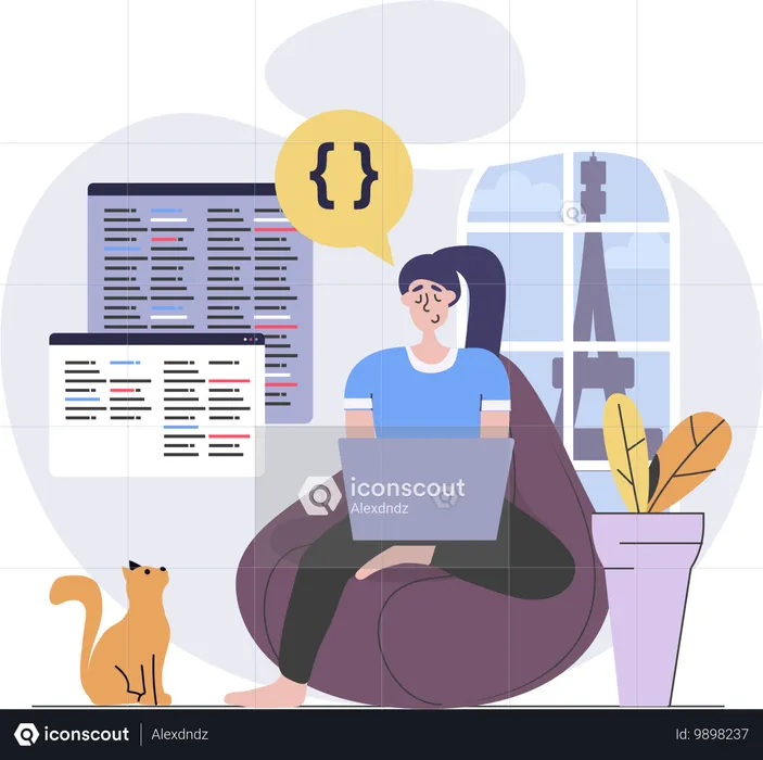 Female freelance developer  Illustration