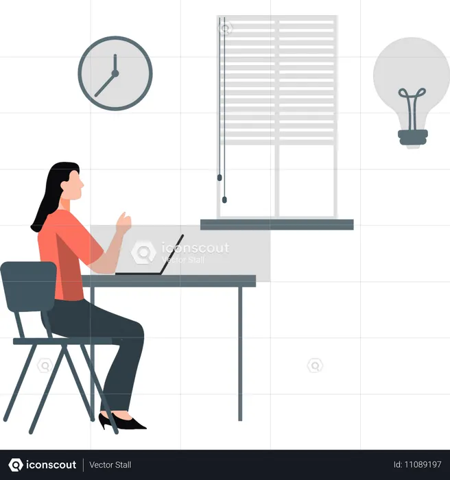 Female freelancer worker doing online work  Illustration