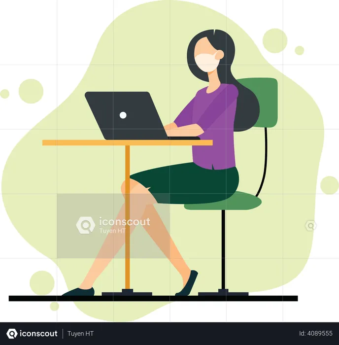 Female freelancer working from home  Illustration