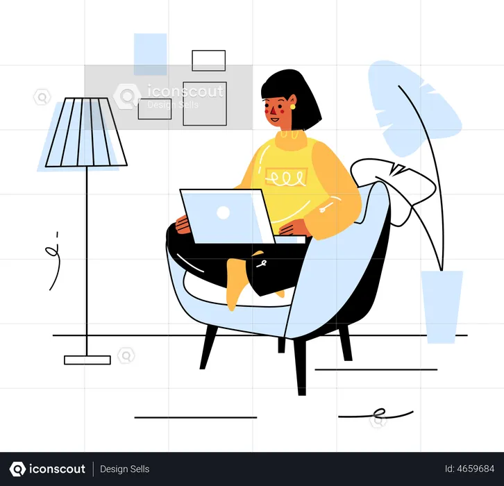 Female Freelancer working from home  Illustration