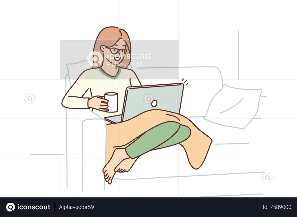 Female freelancer working from home  Illustration