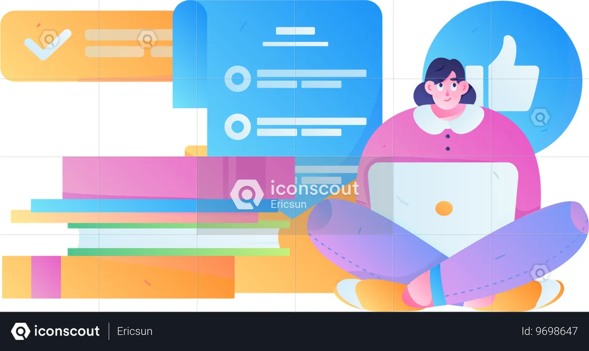 Female freelancer working online  Illustration