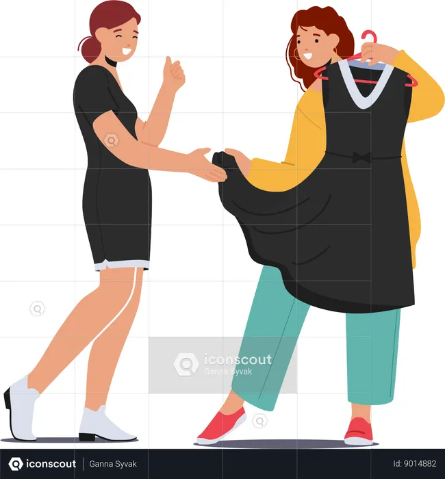 Female Friends Explore Fashion  Illustration