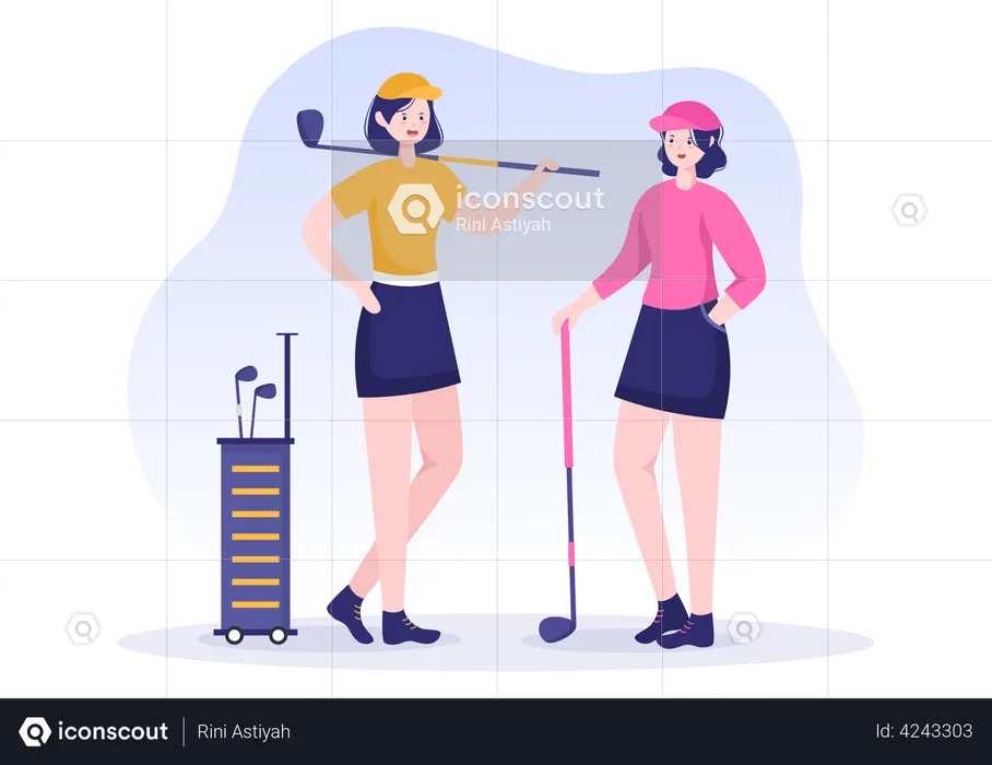 Female Friends Golf kit  Illustration