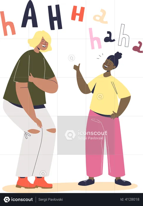 Female friends laughing  Illustration