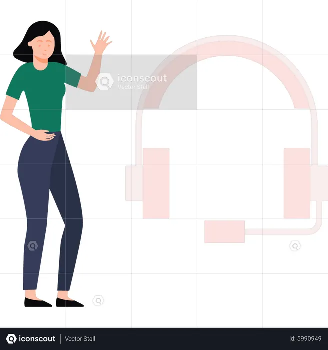 Female gamer with headphone  Illustration