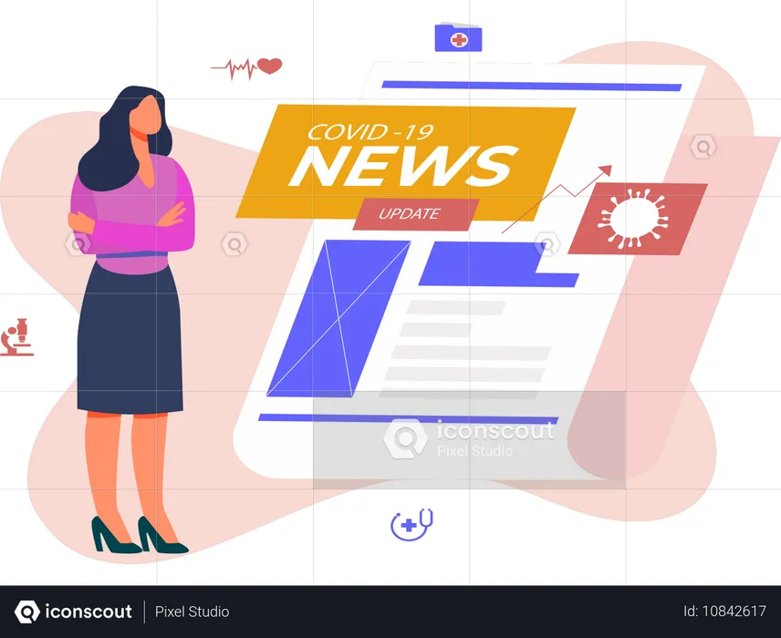 Female Giving Corona News  Illustration