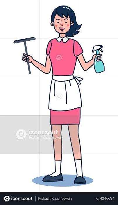 Female glass cleaner  Illustration