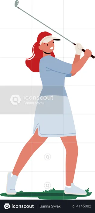 Female Golfer hitting long shot  Illustration