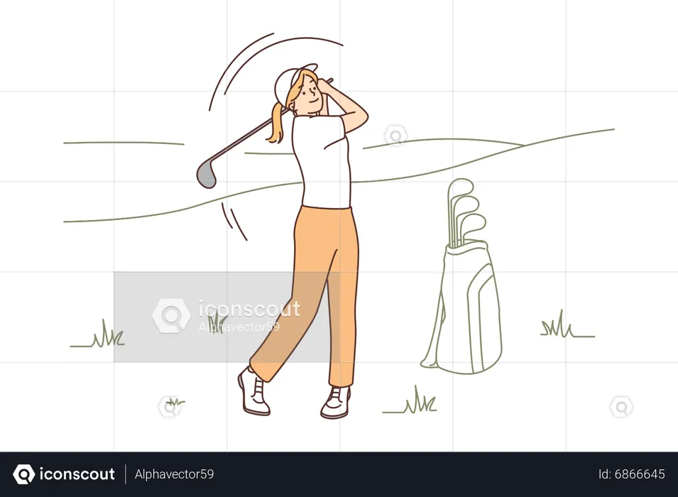 Female golfer take shot  Illustration