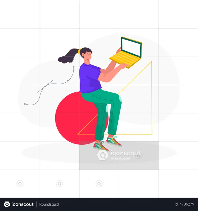 Female Graphics Designer working with shapes  Illustration