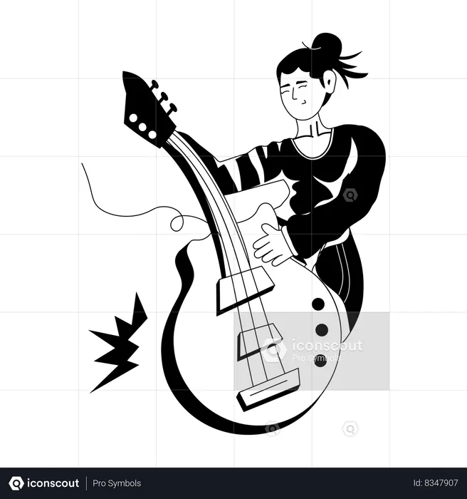 Female Guitar Player  Illustration