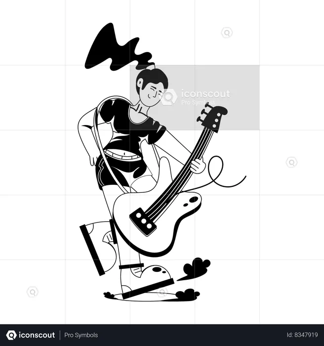 Female Guitarist  Illustration