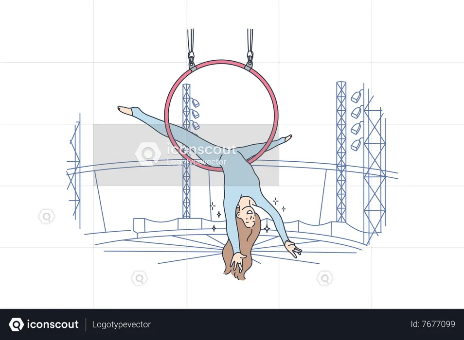 Female gymnast doing performance at circus show  Illustration