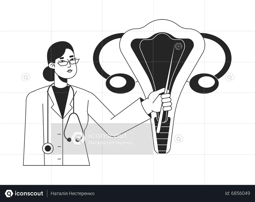 Female gynaecologist checking reproductive system  Illustration