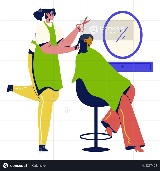 Female hair cutting and styling  Illustration