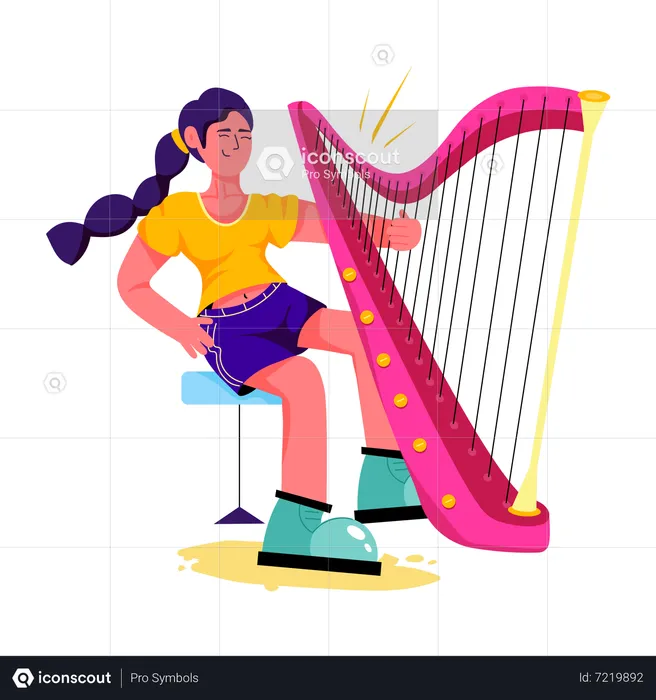 Female Harpist  Illustration