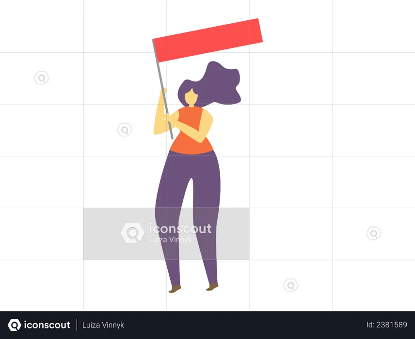 Female Holding Flag  Illustration