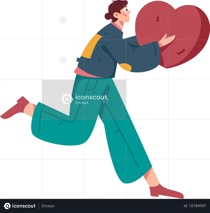 Female Holding Heart  Illustration