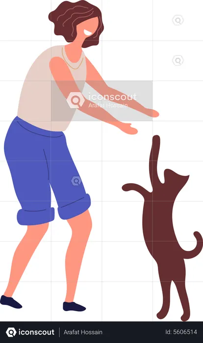 Female Holding Pet  Illustration