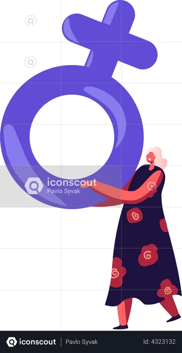 Female Holding Venus Symbol in Hands  Illustration