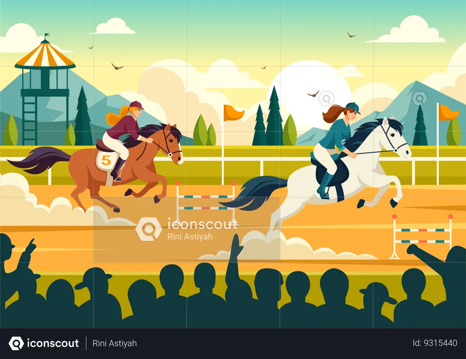 Female horse riding competition  Illustration