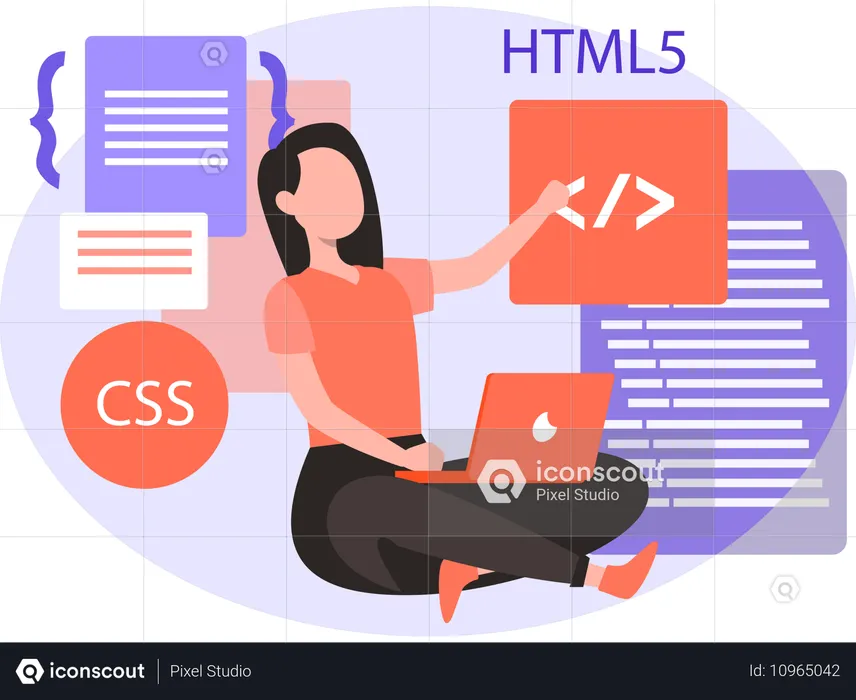 Female Html Programmer  Illustration