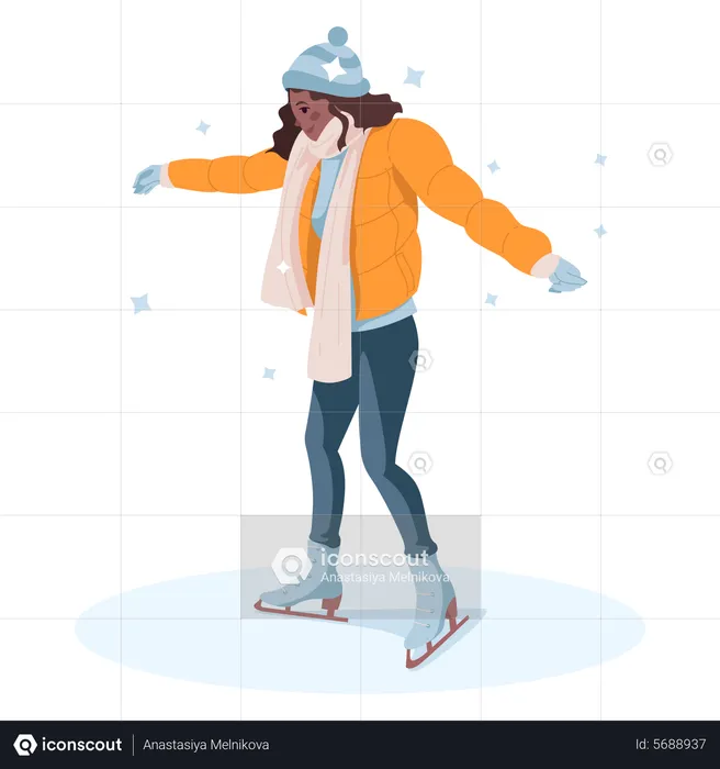 Female ice skating  Illustration