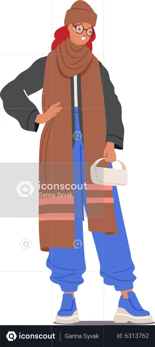 Female in Warm Clothes  Illustration