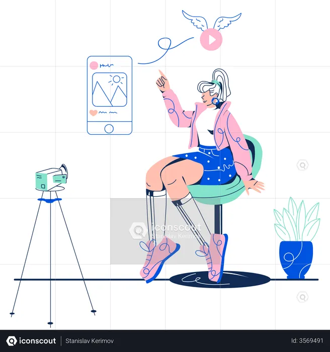 Female Influencer doing Video Marketing  Illustration