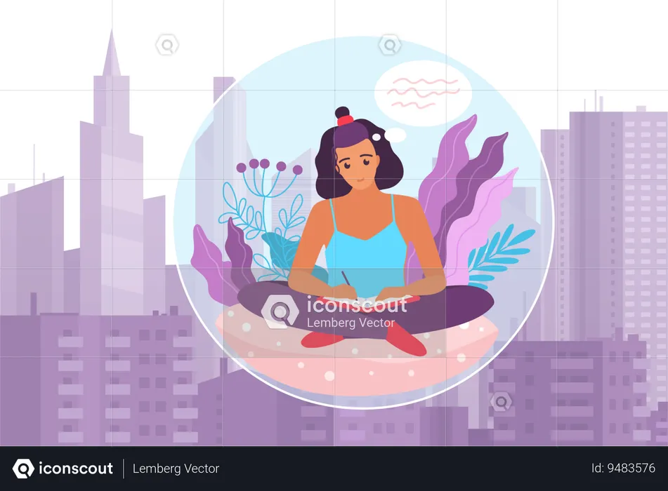 Female introvert in bubble  Illustration