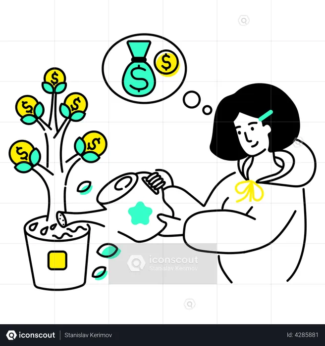 Female investor making investment  Illustration