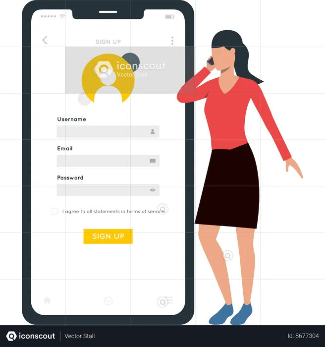 Female is registering account  Illustration