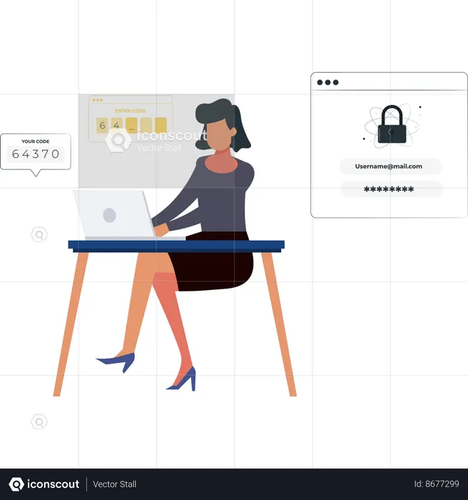 Female is registering her account  Illustration