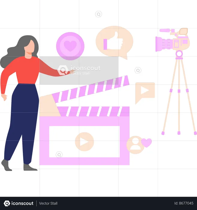 Female is shooting a video  Illustration