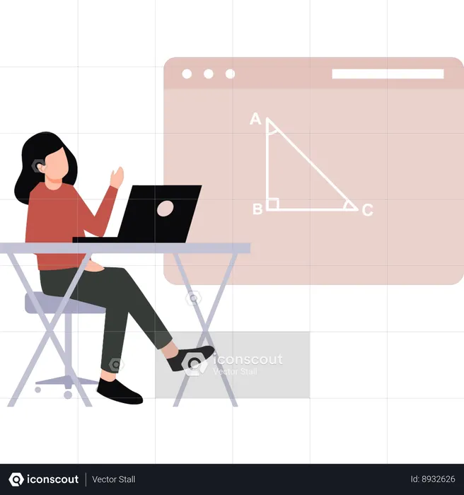 Female is using laptop  Illustration