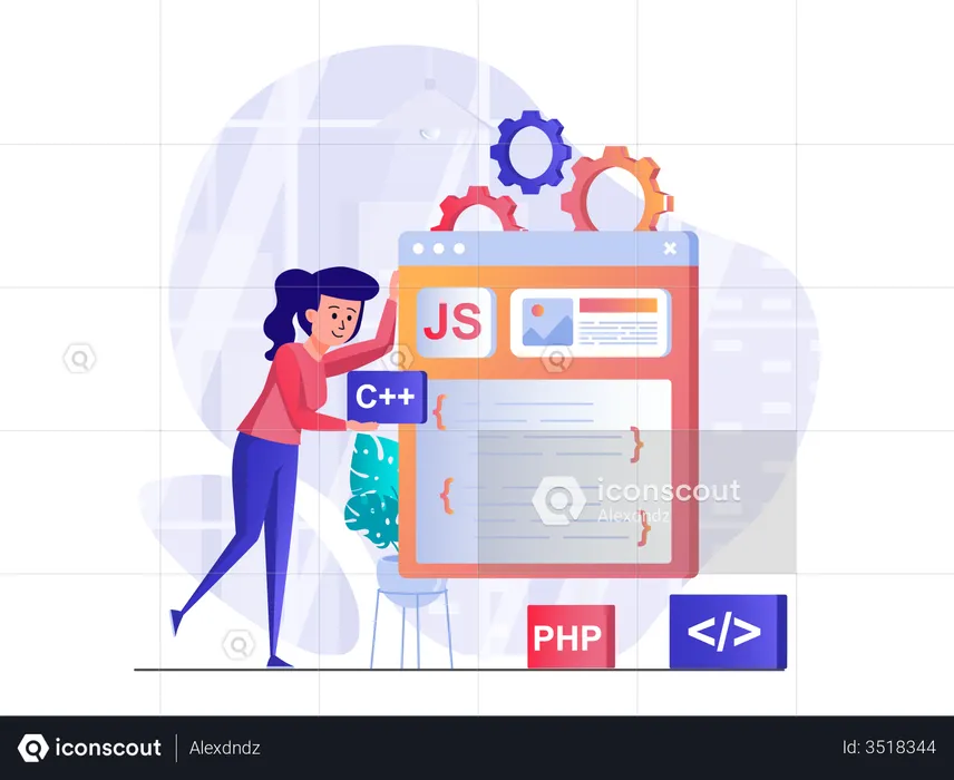 Female Javascript developer  Illustration